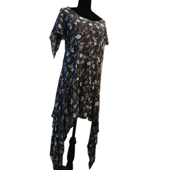 Womens Asymmetrical Whimsigoth Fairy Grunge Floral Flutter Sleeve Size XS  Dress - Picture 3 of 7